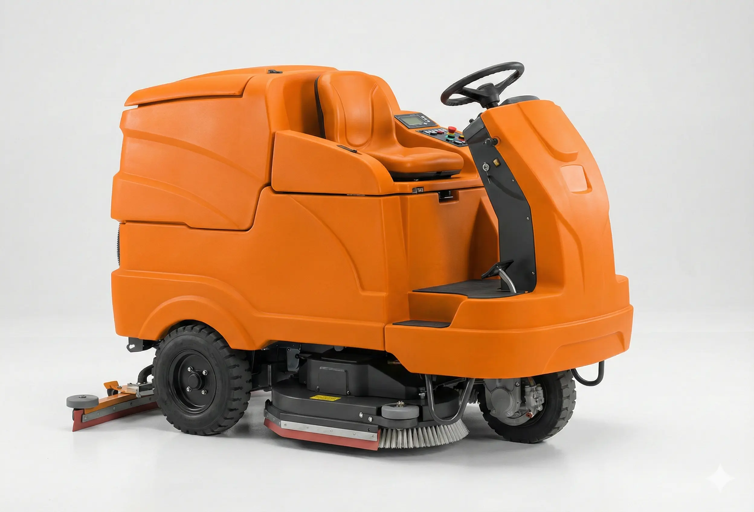 Ride-on floor scrubber