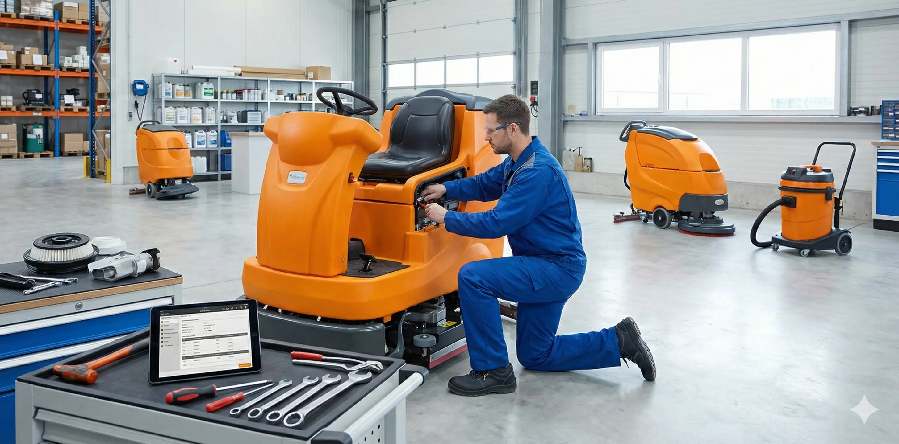 Cleaning equipment in use (photo)